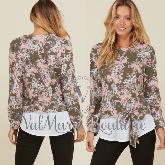 2 LEFT! LOVERS DREAM olive floral soft blouse top - Picture 8 of 8